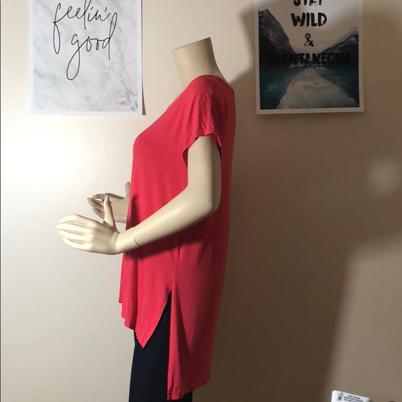 High low coral tunic tee top - Picture 2 of 5